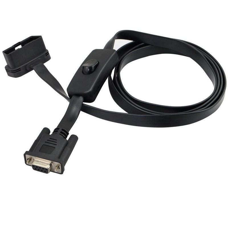 OLLGEN 1.5M 5ft OBD2 OBDII 16 Pin Male to DB9 Serial RS232 Female Port OBD Cable Adapter Diagnostic Extension Cable Connector with Power Switch - Image 3